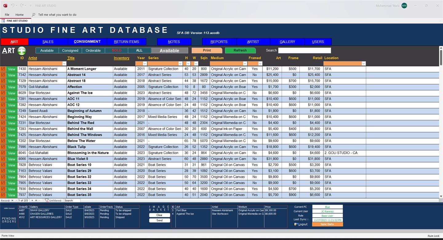 Art Gallery & Consignment Management System