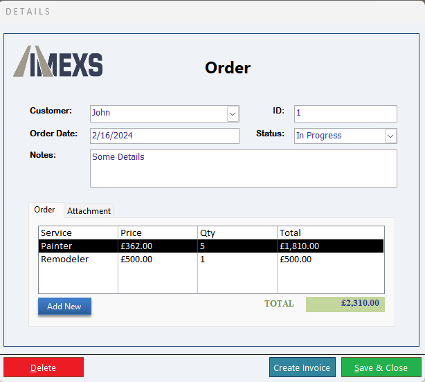 Customer Order & Invoicing System