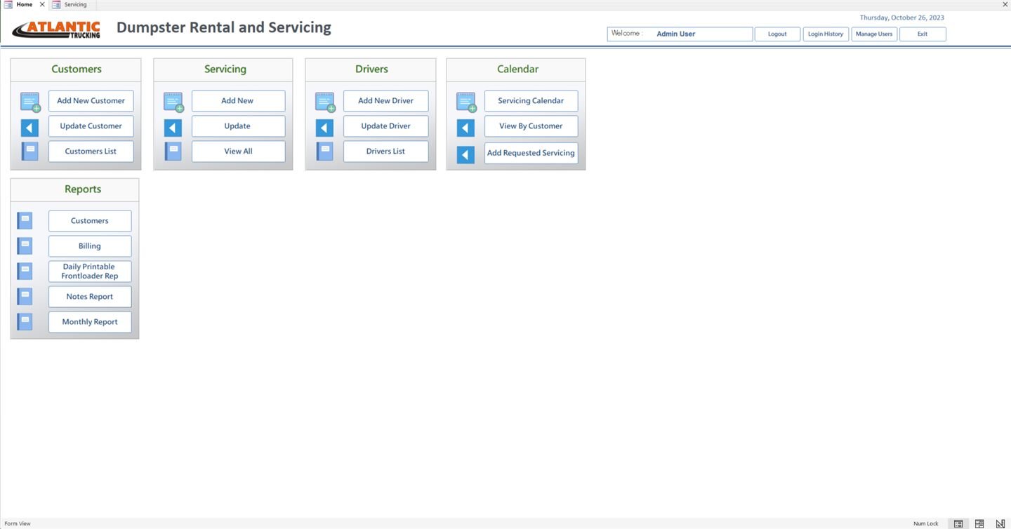 Dumpster Rental & Service Scheduling System